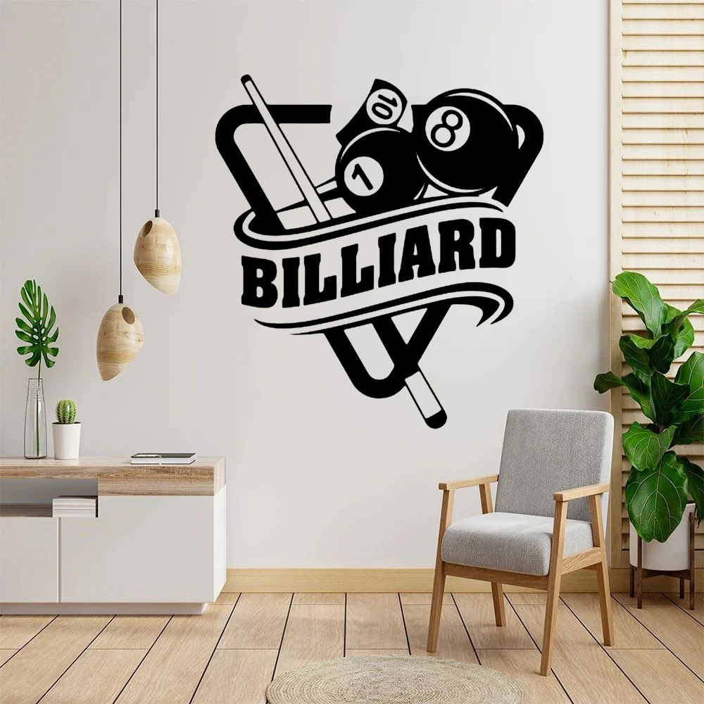 Billiards Snooker Vinyl Wall Sticker Pool Room Logo Poster Living Room Home Billiards Wall Window Decoration Mural Decal Gift
