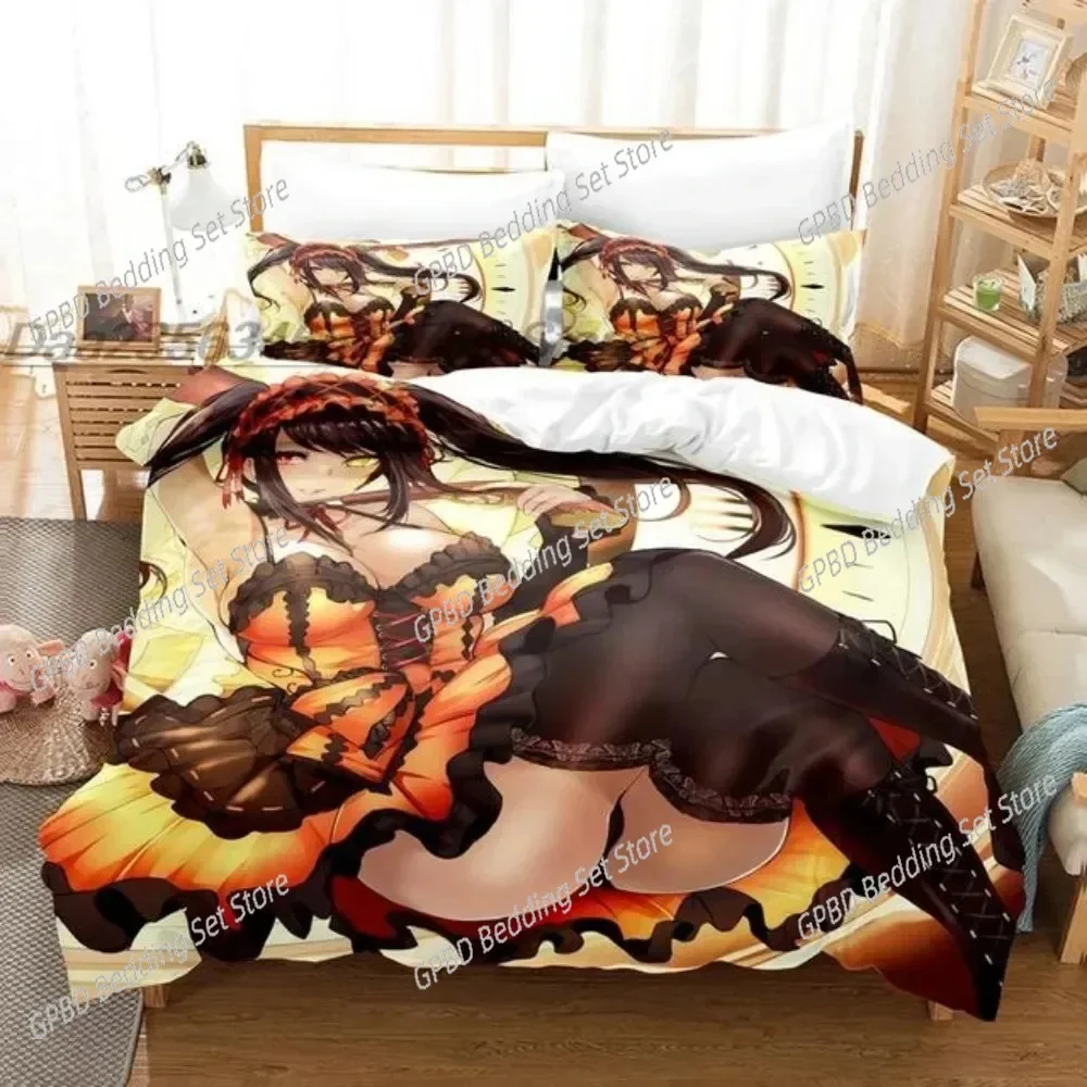 Anime Date A Live Kurumi Tokisaki 3D Bedding Set Duvet Cover Pillowcases Single Twin Full Queen King Home Decor Quilt Boys Gift