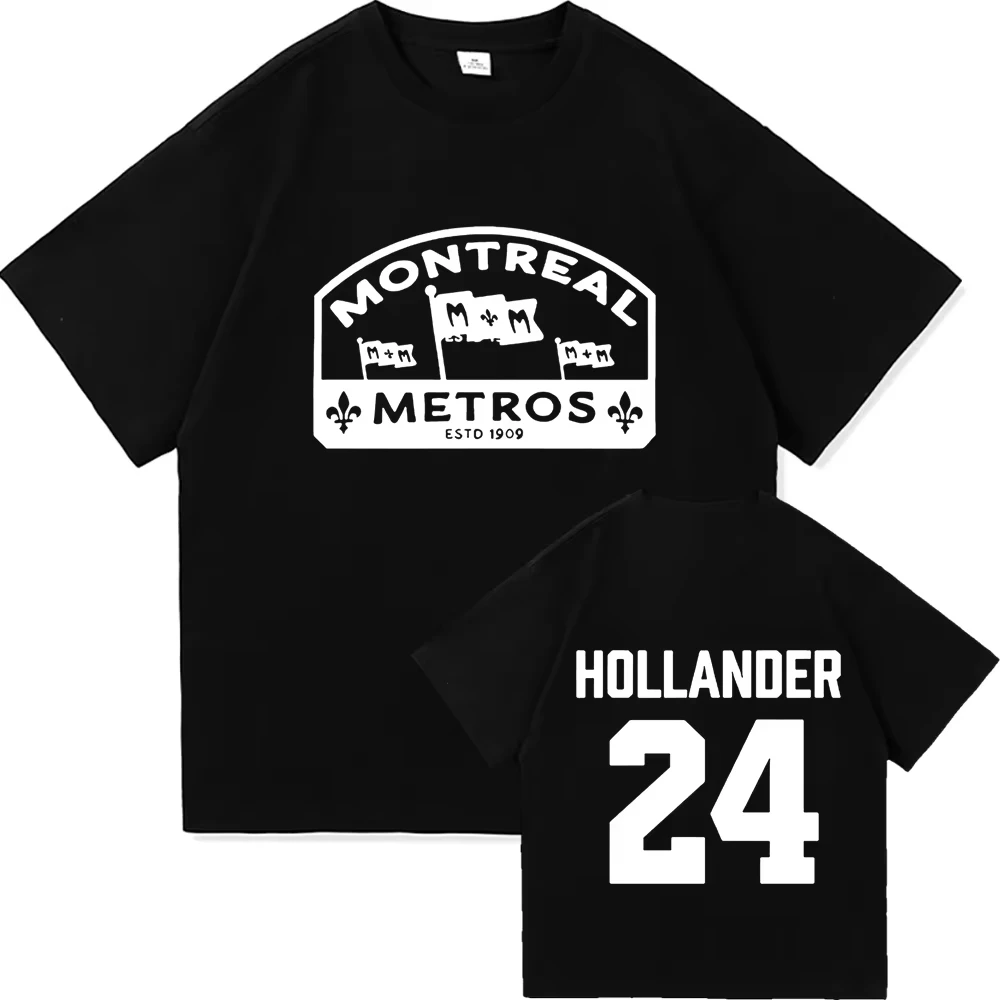Camiseta Shane Hollander 24 Montreal Metros, Camiseta con Estampado Gráfico del Rivalidad Deportivo, Camiseta Holgada de Algodón para Hombre/Mujer