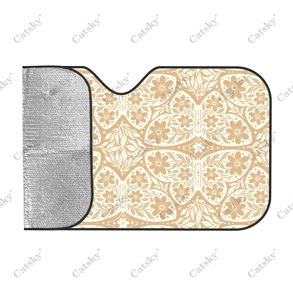 Floral Ornament Pattern Car Windshield Sunshade, Front Auto Car Windshield Sun Shade Blocks Uv Rays Sun Visor Protector