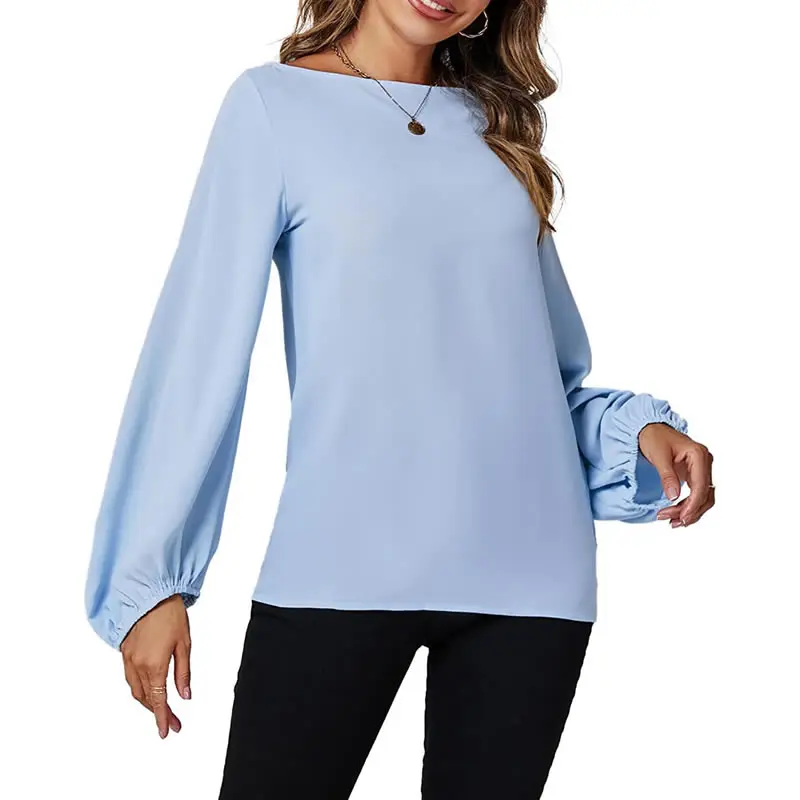 

Solid Loose Slash Neck Shirt, Long Sleeve, Fashion Career Shirt, Hot Sale, 23375