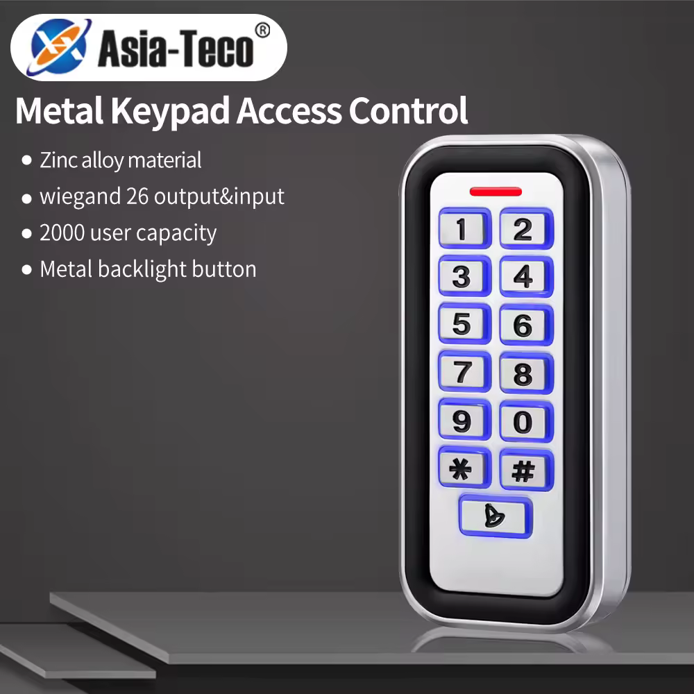 12V Standalone Metal Access Control Keypad Outdoor Waterproof IP68 Zinc 2000 User Mini ID 125KHZ RFID Wiegand Reader Gate Opener