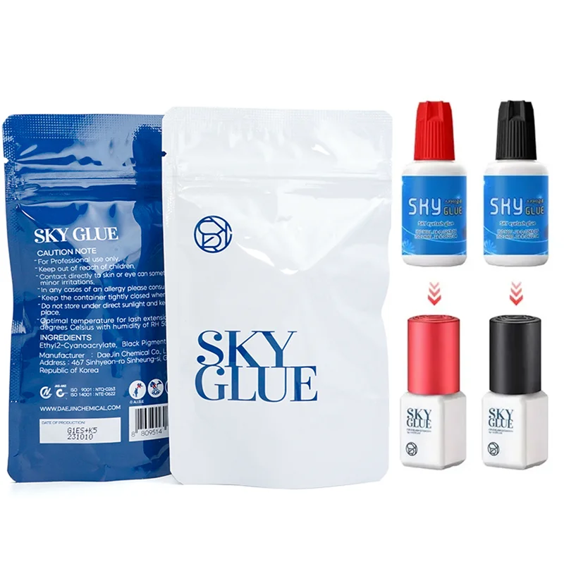 1szt Sky Glue S Plus Type 5ml Korea Oryginalny klej do przedłużania rzęs 1-2S Szybkie wysychanie 6-7 tygodni Trwałość Silny klej