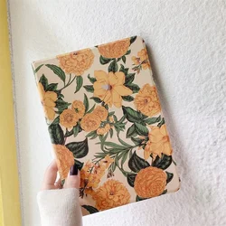 Vintage Yellow Flower Floral iPad Case with pencil holder For Air 4 iPad Pro 2020 10.5 10.2 8 7th 12.9 2021 Mini 4 5 6 Case