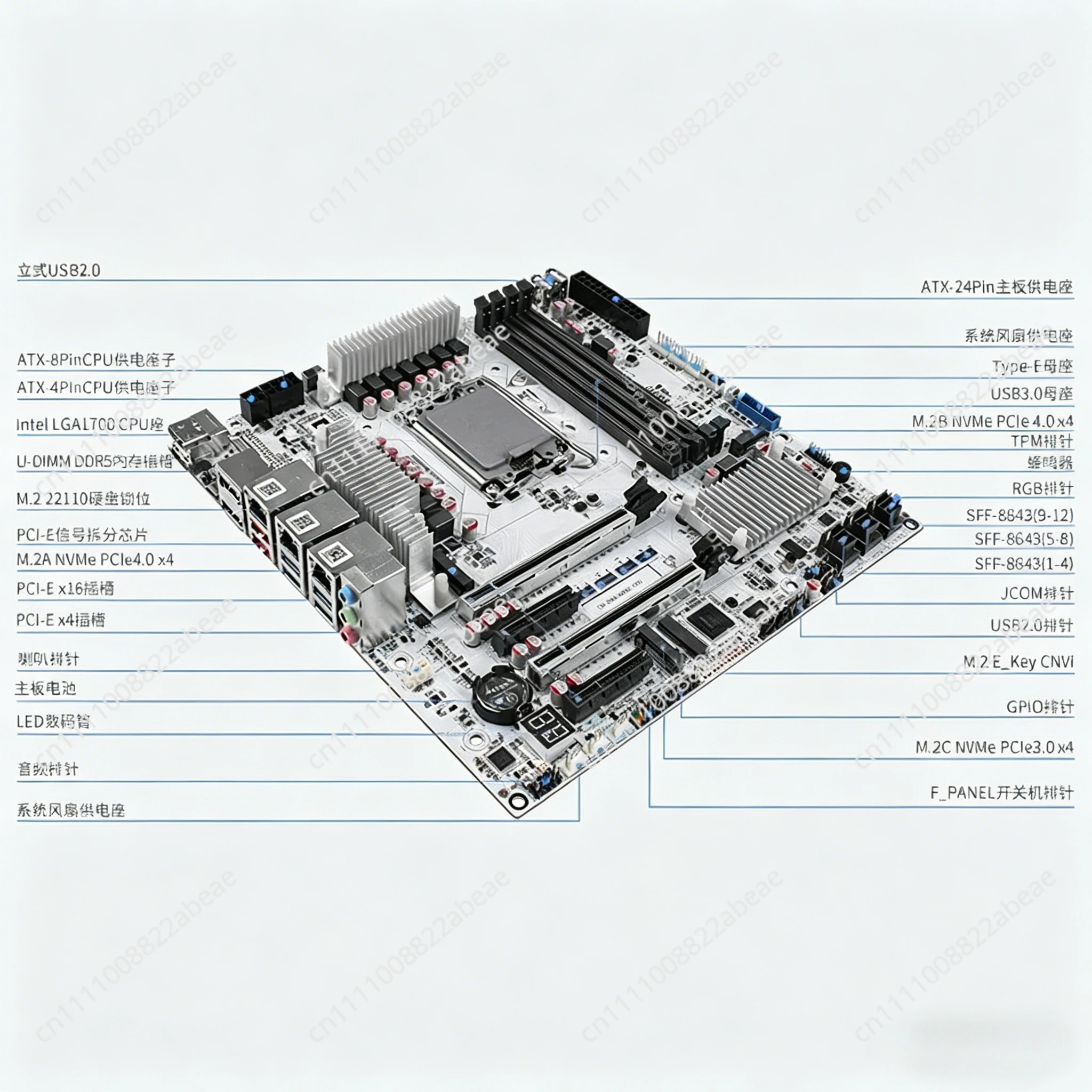 12 Bay 10GbE Motherboard with DDR5  Supports M.2 NVMe for W680 Chipset Enterprise Storage Server Motherboard