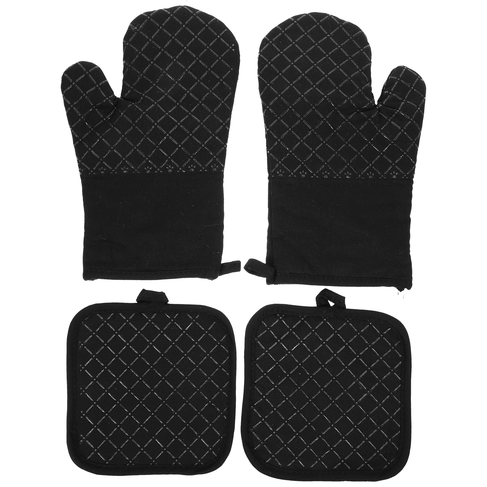 

Anti Slip Thermal Gloves Heat Resistant Kitchen Oven Baking Cooking Pure Cotton Microwave Safe Long Life Hanging Loop Storage