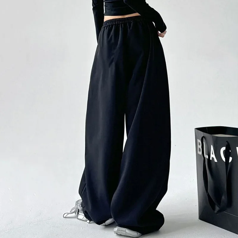 FANAN Oversized Women Gray Sweatpants Y2K America Style Retro Baggy Pants Female Casual Sports Streetwear Hip Hop Trousers 2025