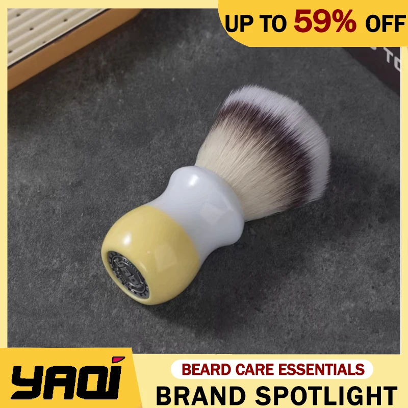 

YAQI Naicha (Milk tea) Synthetic Hair Men Shaving Brush High-Quality Synthetic Hair And Resin Handle Provide Comfortable Shaving