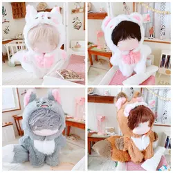 20cm Doll Clothes Jumpsuits With Tail Cartoon Animal Fox Wolf Bear Outfit One-piece Garment Playing House Toy Accessories Gift