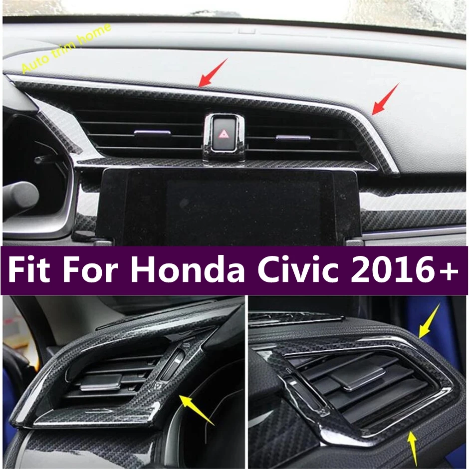 

Dashboard Air Conditioning Vent AC Outlet Decoration Frame Cover Trim Fit For Honda Civic 2016 - 2020 Car Accessories