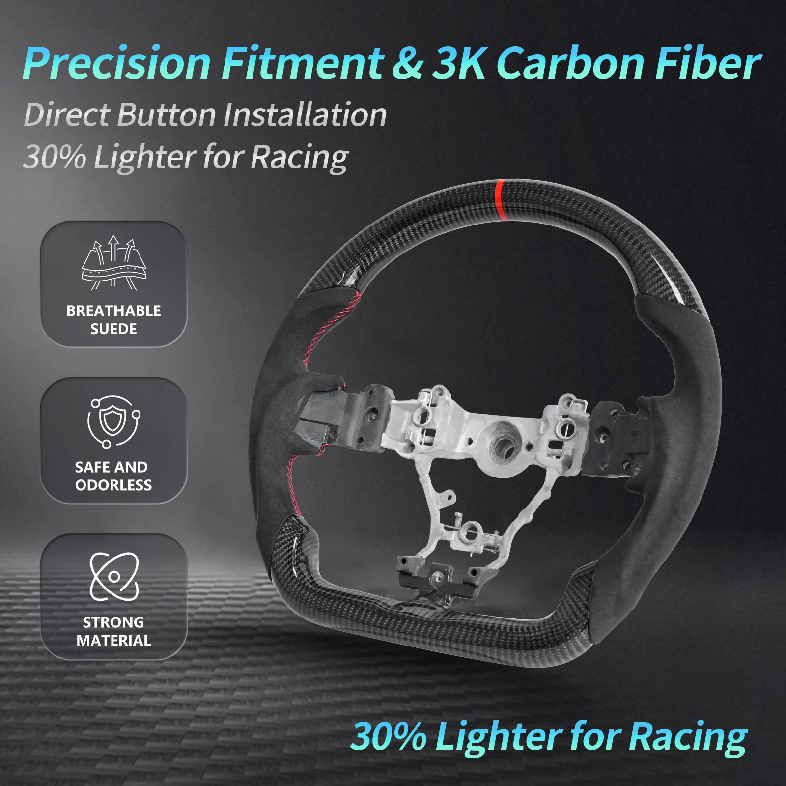 

Carbon fiber steering wheel with alcantara With frame For Subaru Wrx