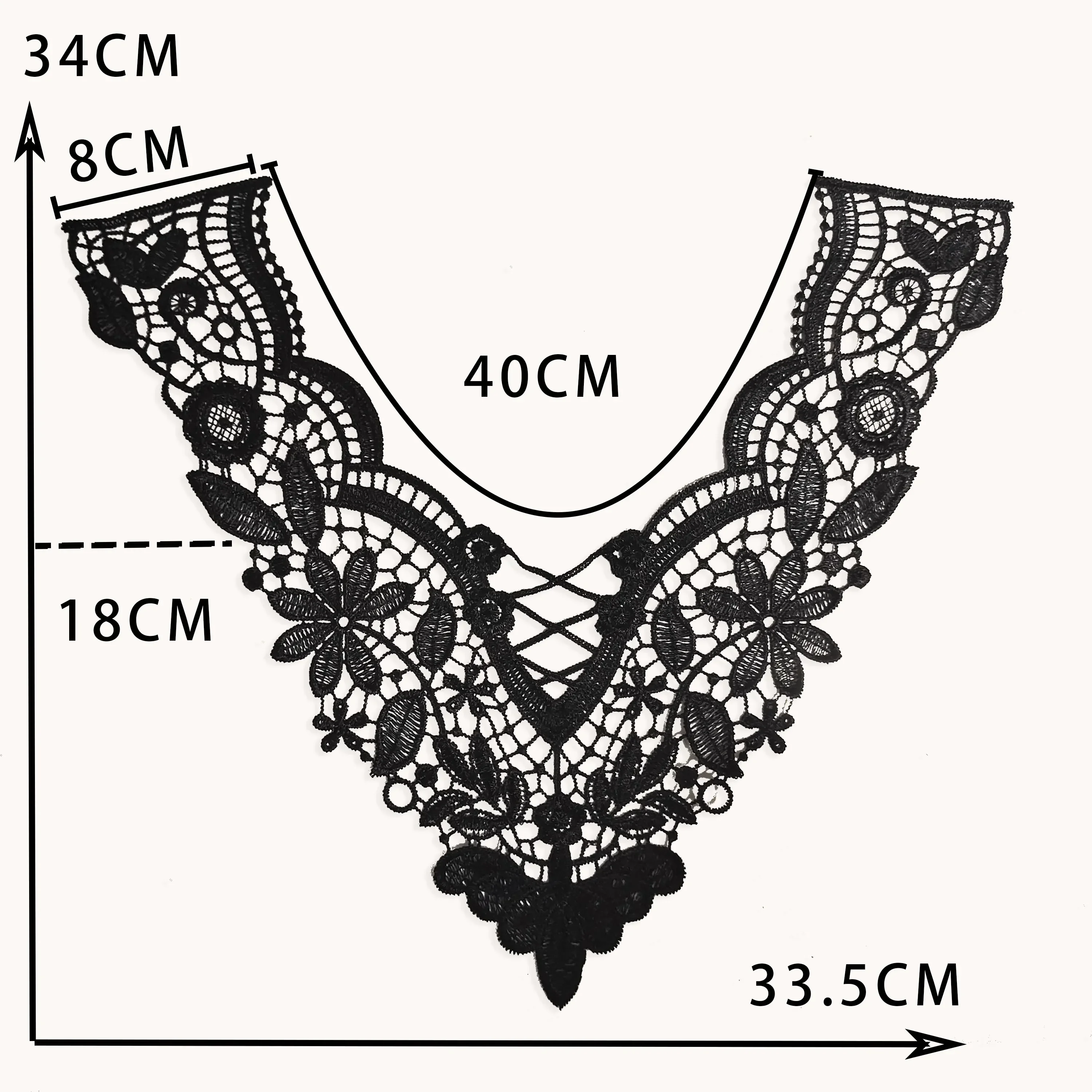 Wholesale sales 1-10 piece black white polyester embroidery hollowed out collar sewing lace DIY decorative clothing accessories