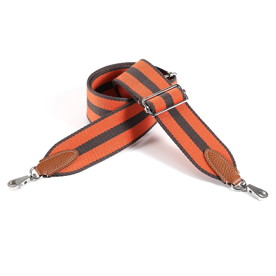 حزام قماش مخطط برتقالي بعرض 5 سم، حزام كتف قابل للتعديل من جلد البقر توغو، مناسب لإكسسوارات حقيبة كيلي DIY #4