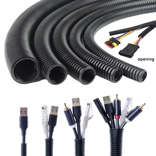 Imagen 2 del producto Tubo corrugado de plástico PP de 1/3/6M, carcasa suave de plástico, Cable protector ignífugo aislado, accesorios de arnés de cables 235 V