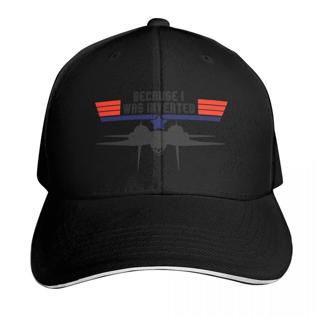 Top Gun Because I was Inverted Baseball Cap Summer Beach Travel Streetwear Hip Hop Trendy Vintage Retro Embroidered
