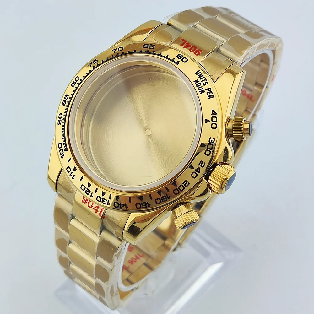 39 مللي متر ساعة حافظة VK63 حافظة الياقوت الزجاج 904l الفولاذ المقاوم للصدأ مقاوم للماء حافظة ساعة رجالي فاخرة يناسب 29 مللي متر حافظة الطلب