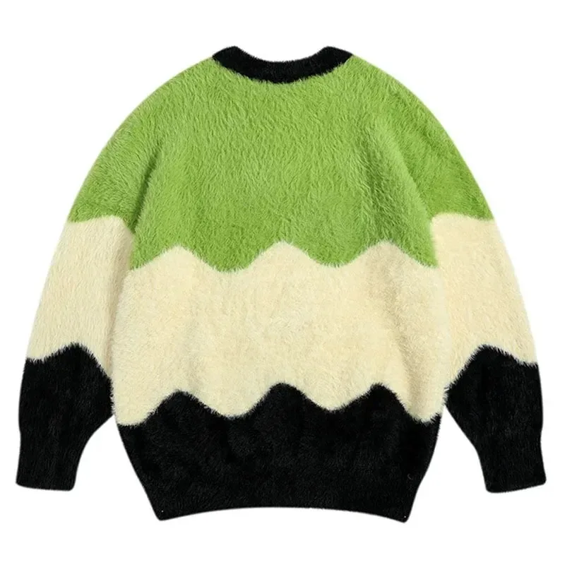 Winter Cute Cartoon Sweaters Men Women Dinosaur Embroidery Knitted Pullover Japanese Kawaii Jumpers Oversize Vintage Sweater Top