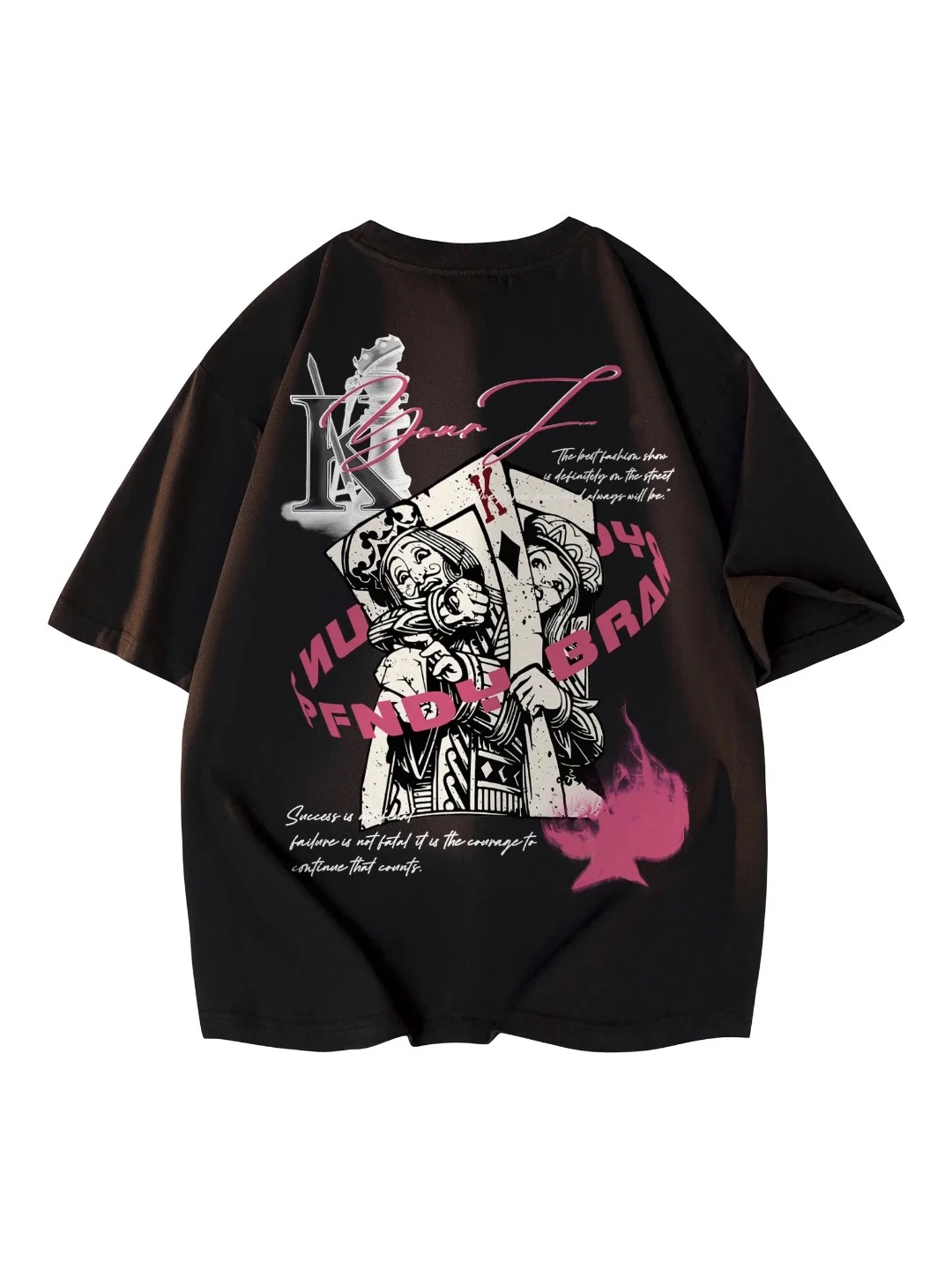 ルーズフィット-ラウンドネック-半袖-tシャツ-ユニセックス-ストリートスタイル-レターポーカープリント-カジュアルトップス-吸汗性コットン生地