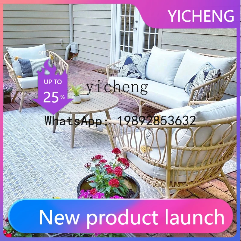 

outdoor furniture rattan sofa waterproof sunscreen balcony leisure rattan chair courtyard outdoor terrace