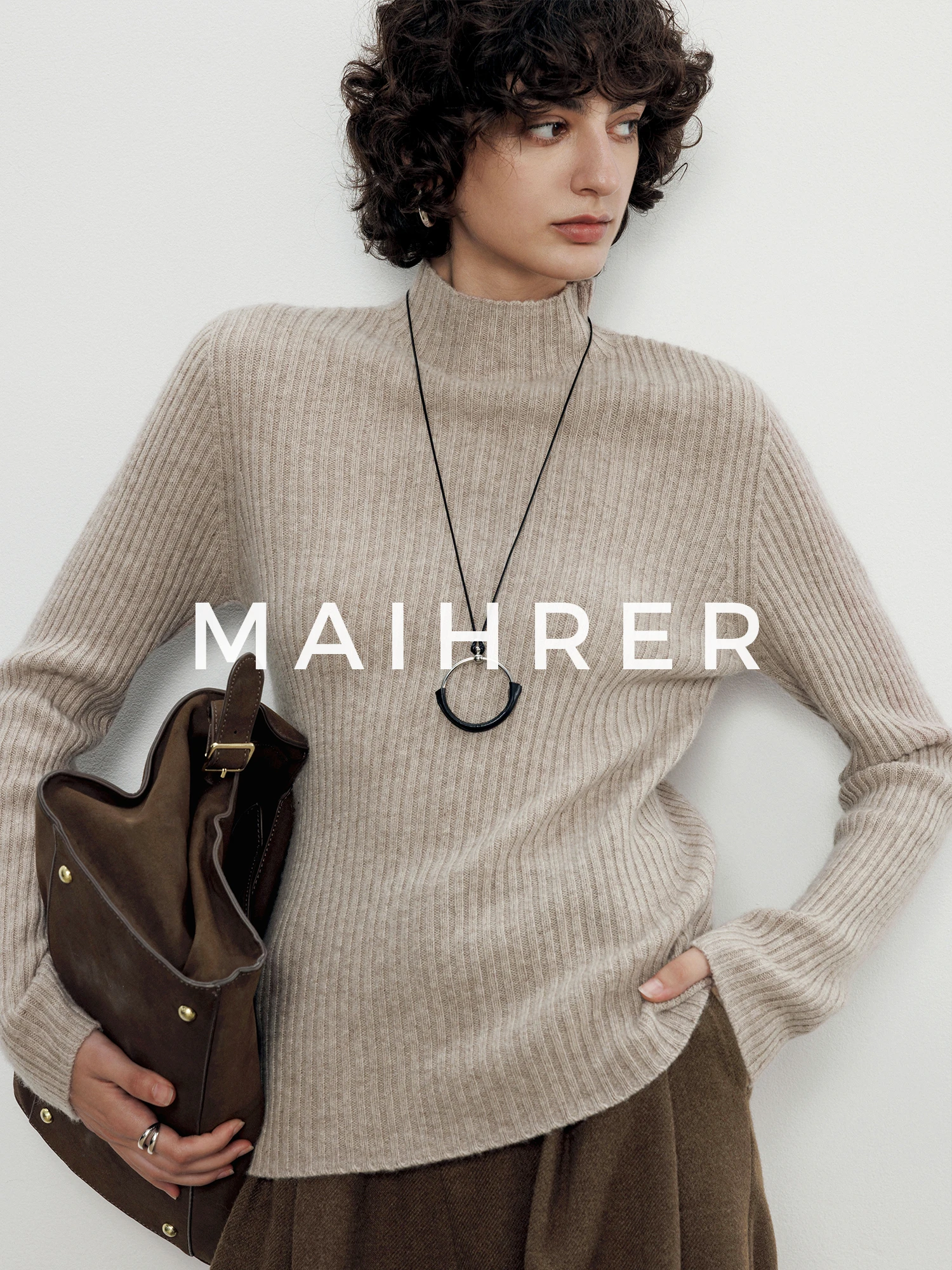 

Pure Wool Knitwear Women's Autumn Winter Sl One-Piece Slimming Base Layer Sweater Casual Loose Fit Long Sve Crew Ne