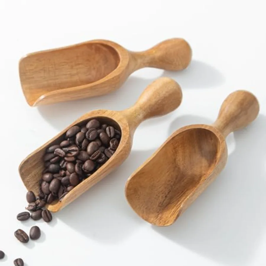 

Large Coffee Scoop Shovel, 3pcs Wooden Scoop for Jars, 5.9″ Big Ground Coffee Scoop Measuring Spoons for Coffee, Tea, Powder- M