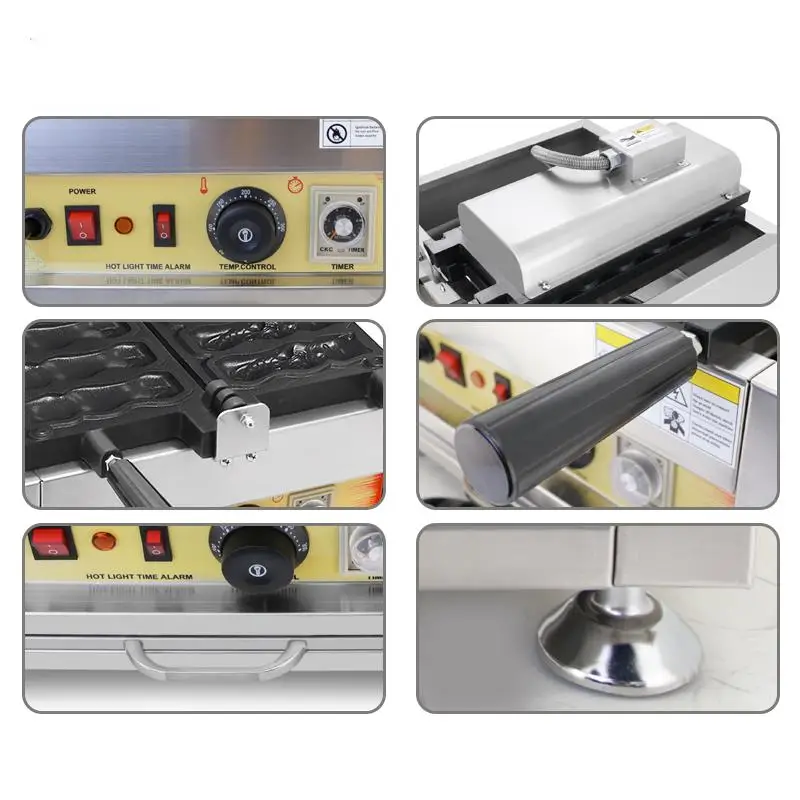 ที่อบขนมวาฟเฟิลไทยากิอุปกรณ์ทำวาฟเฟิลขนมแบบไม่ติดกระทะทำจากสเตนเลสใช้ในเชิงพาณิชย์110V 220V