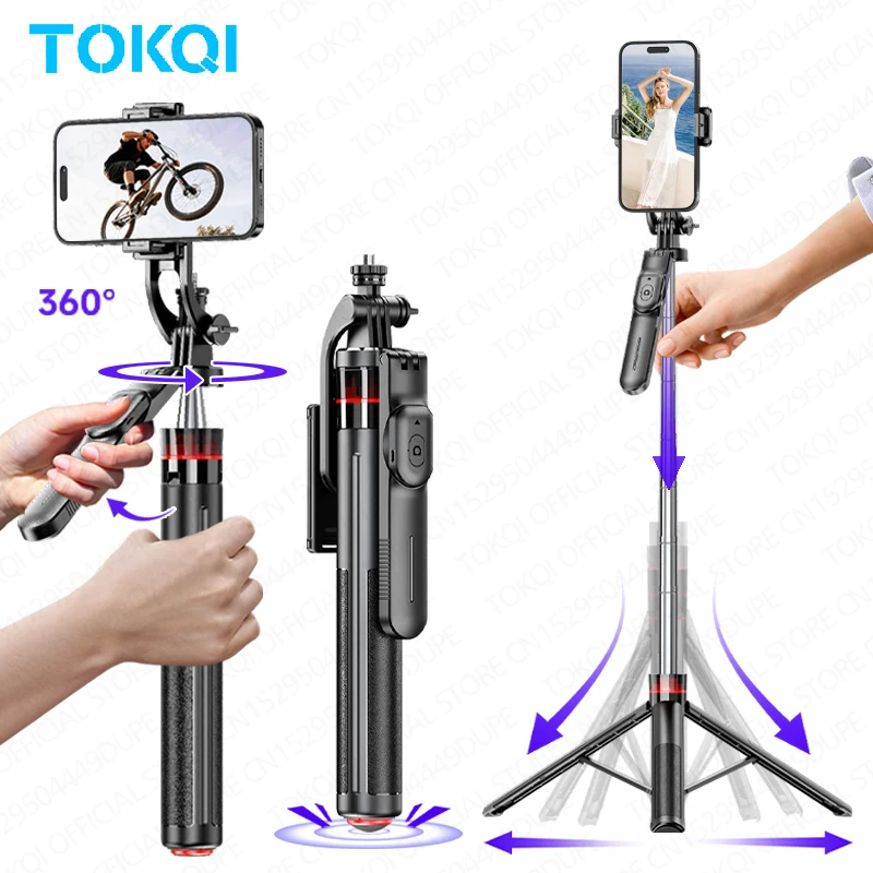 TOKQI Selfie Stick Extendable Auto Open Tripod Cellphone Hol