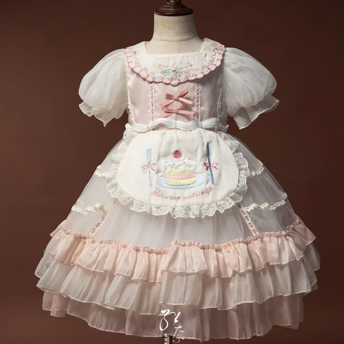 Baby Girl Summer Pink Sweet Lolita Embroidered Floral Lace Princess Gauze Ball Gown Dress Birthday Wedding Party Eid Clothes