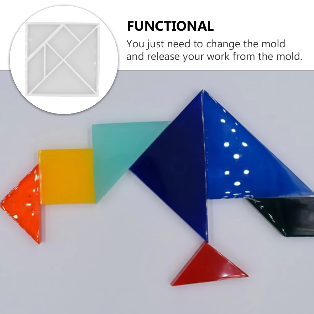 

1pc Crystal Silicone Tangram Mold Diy Jigsaw Puzzle Making Craft Epoxy Resin Mould Ornaments Handmade Jewelry Accessories Tool