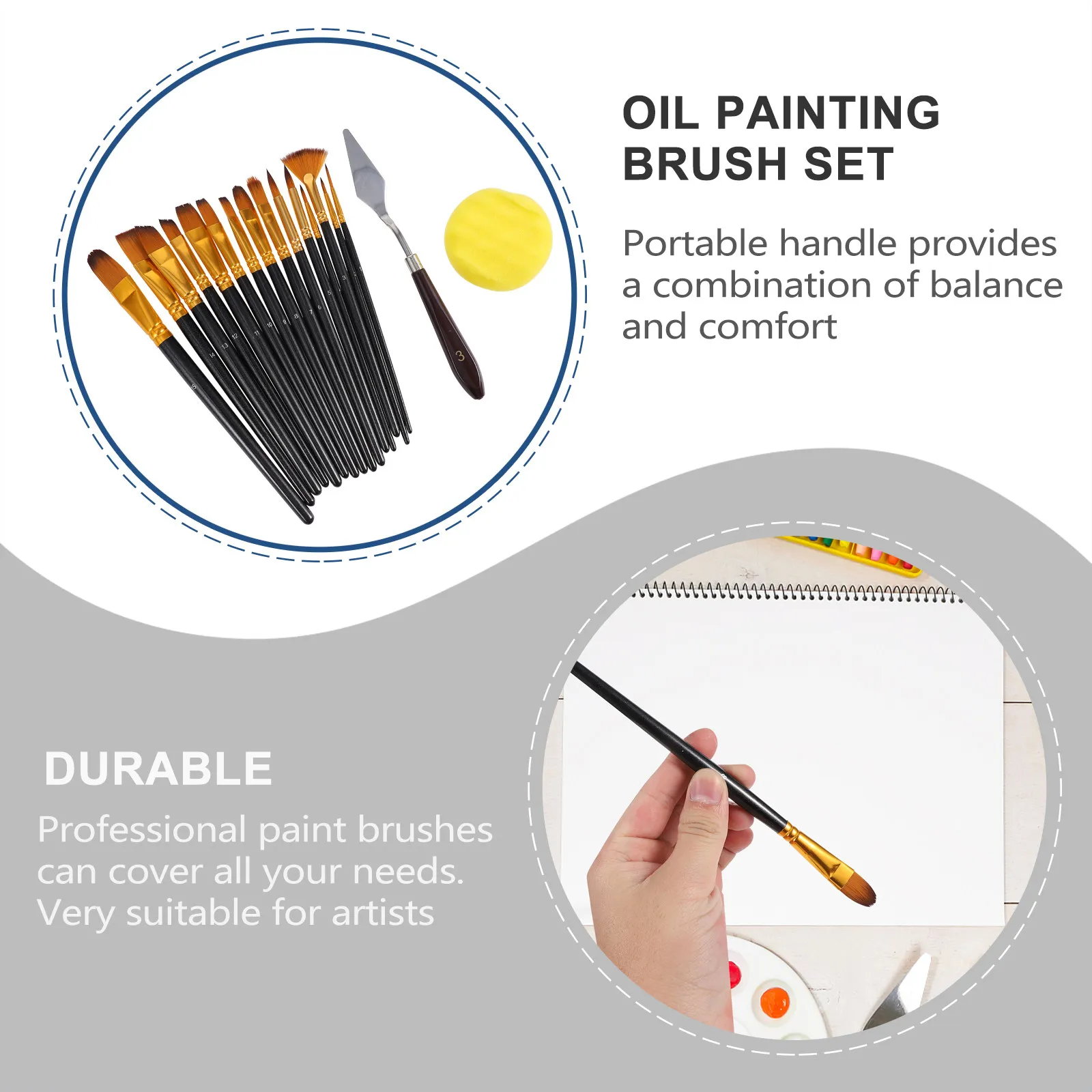 1Set Professional Painting Brushes Set Nylon Hair Long Handle for Watercolor Oil Acrylic Art Beginners Artists Portable