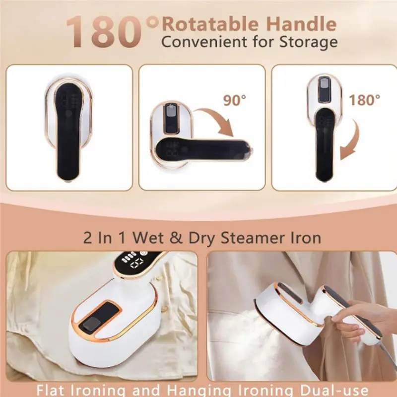 1000W Travel Steamer Iron LED Portable Mini Steam Ironing Machine For Clothing Travel Dorm Essentials US Plug