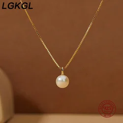 LGKGL Pearl Pendant Necklaces for Women Temperament Clavicle Box Chain Choker 14K Gold Plated Jewelry