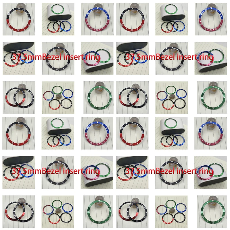 37.5mm Aluminium Curved Retro Watch Bezel Insert NH35 Case Ring Fits NH35 NH36 Diving Men Watch Accessories Case Ring Replace