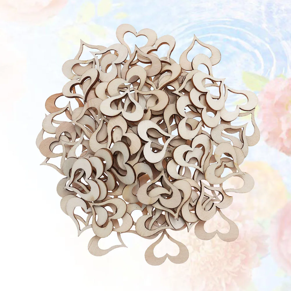 

50pcs Hollow Wooden Hearts Rustic Wedding Decor Bamboo Heart Shaped Table Scatter for Dining Decoration Craft Supplies