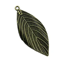 WYSIWYG 3pcs Charms Leaves 50x22mm 2 Colors Antique Silver Color Antique Bronze Color Leaves Charms For Jewelry Making