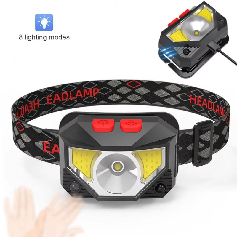8Modes Motion Sensor Headlight Powerful LED Headlamp Head Lamp COB Flashlight Torch Head light For Camping Fishing