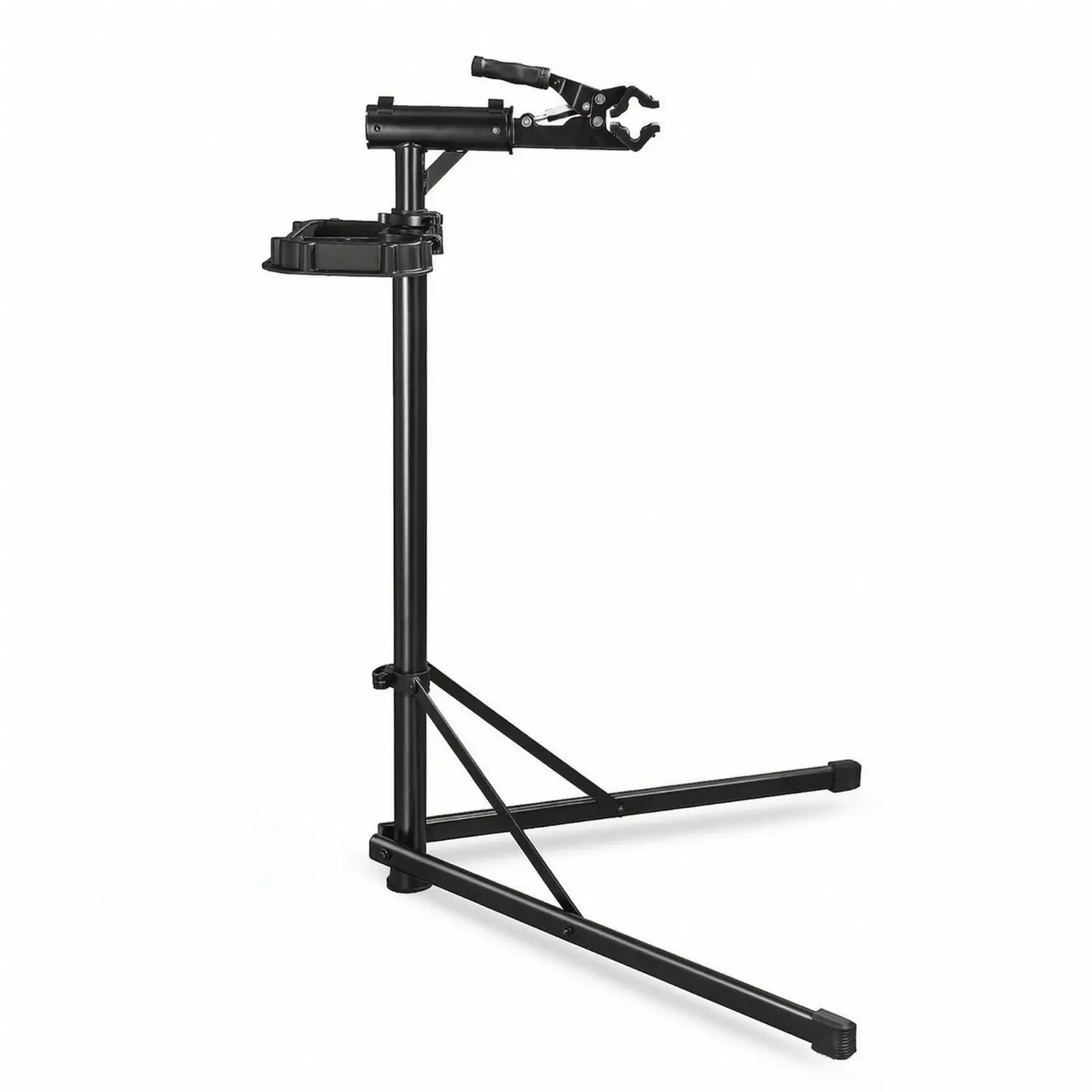 Black Foldable Cycle Repair Stand with Secure Frame Clamp for Garage Workshop Bicycle Tool Set Accessories