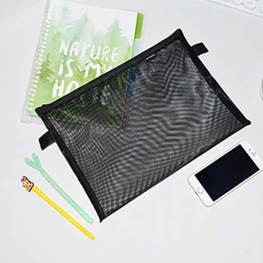4 Pcs Stationery Storage File Bag Mesh Zipper Pencil Case Document Folders Office