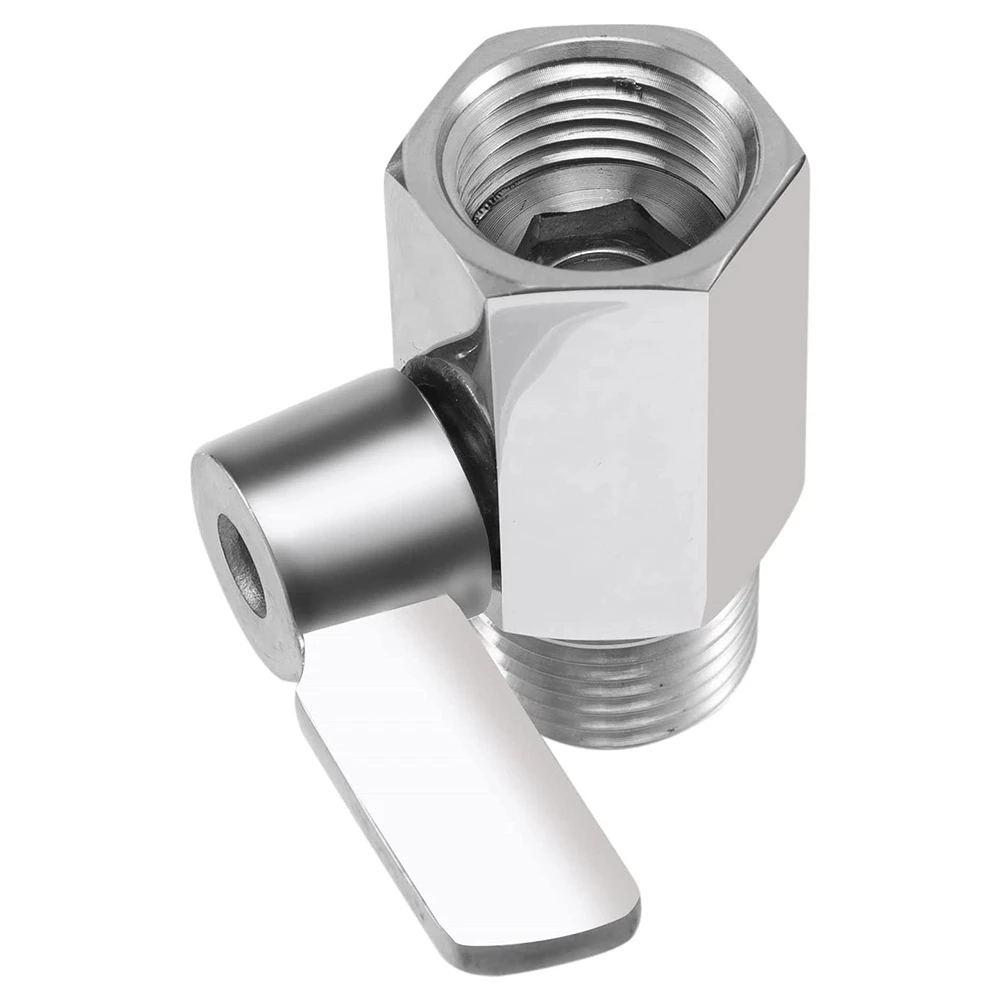Válvula de cierre de ducha, mini válvula de bola de acero inoxidable 304, rosca NPT (1/2 pulgada macho x 1/2 pulgada hembra), 1 paquete