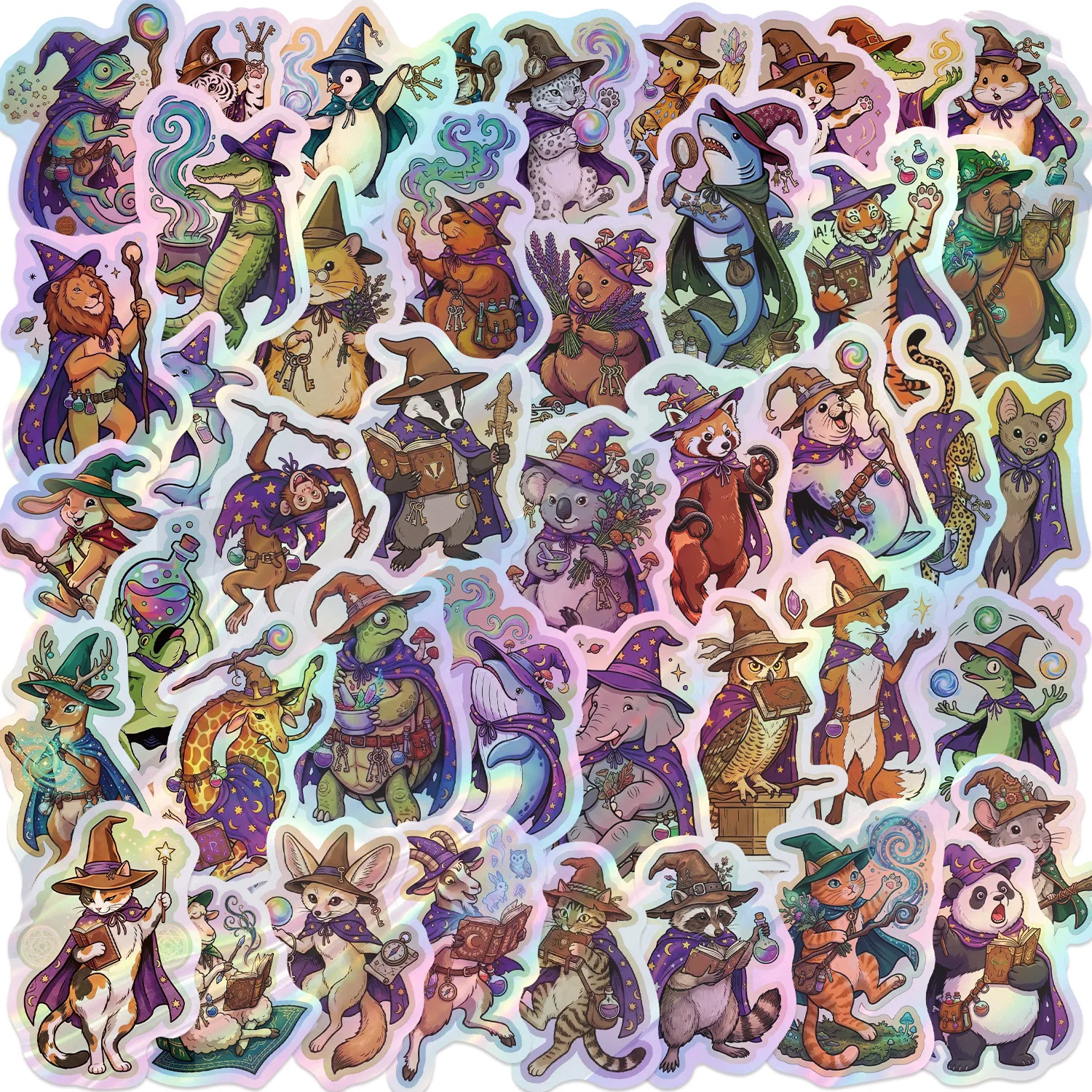 50pcs Cartoon Animal Magic Wizard Sticker Decoration Cartoon Graffiti Stickers DIY Phone Laptop Notebook Suitcase DIY Waterproof