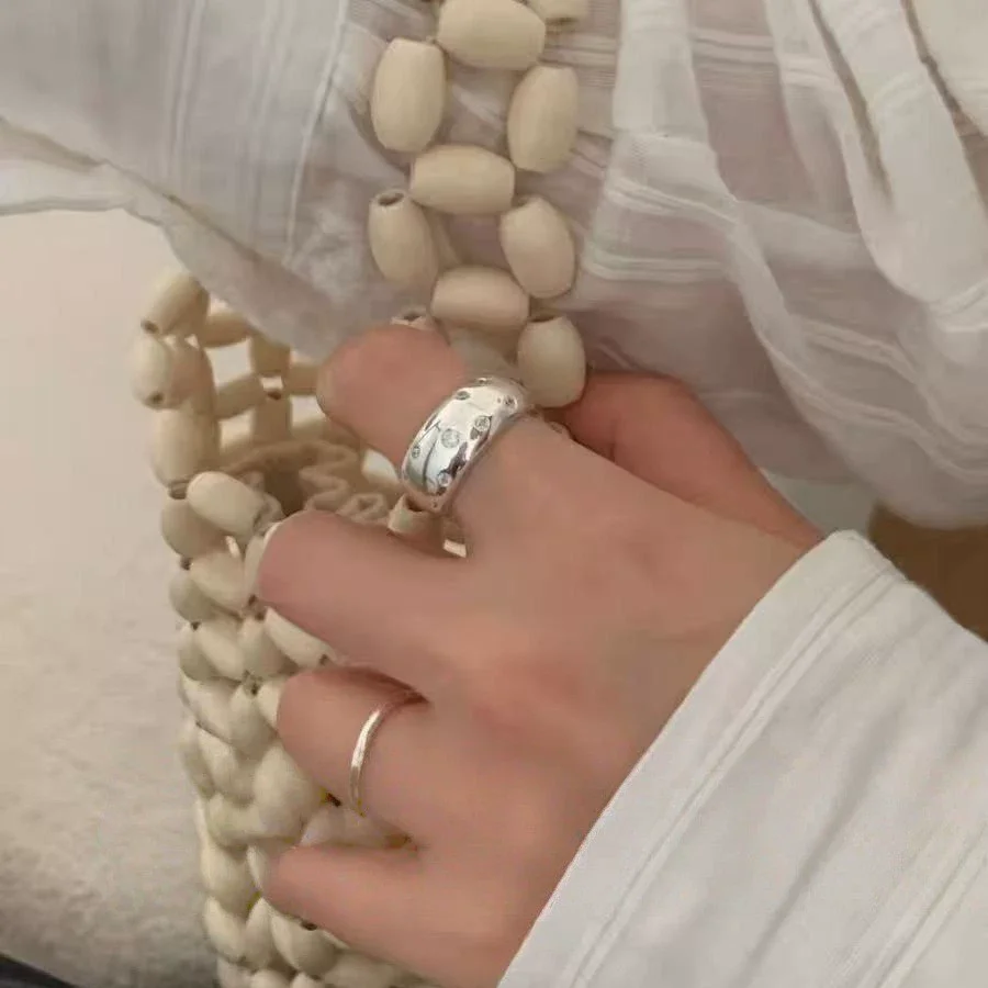 XIYANIKE, anillos ajustables de circonita ancha brillante de nicho elegante para mujer, joyería nueva de moda, regalo para fiesta, anillos diarios al por mayor