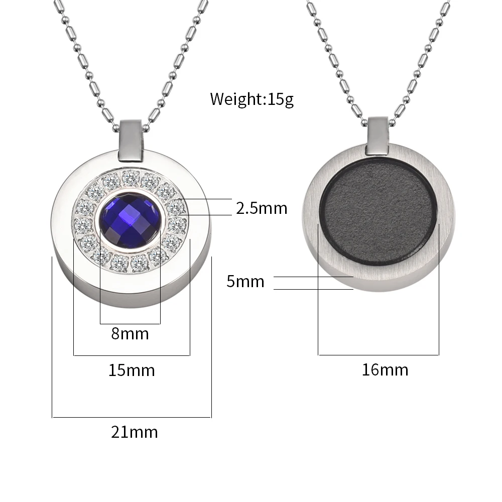 Wollet Volcanic Stone Negative Ion 316 Stainless Steel Necklace Pendant for Women Jewelry Gift