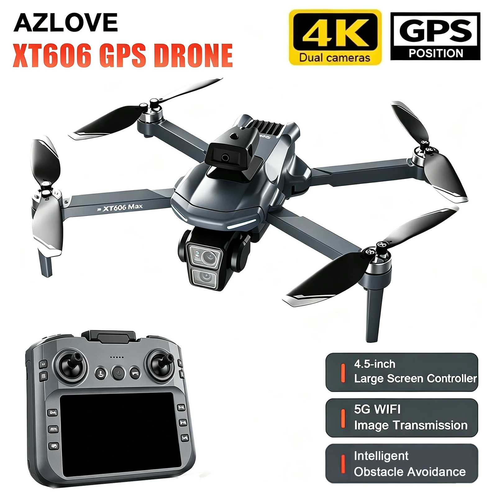 XT606 GPS Drone 4K Professional HD Cameras 5G WIFI Transmission 360° Obstacle Avoidance Brushless Motor Foldable RC Quadcopter
