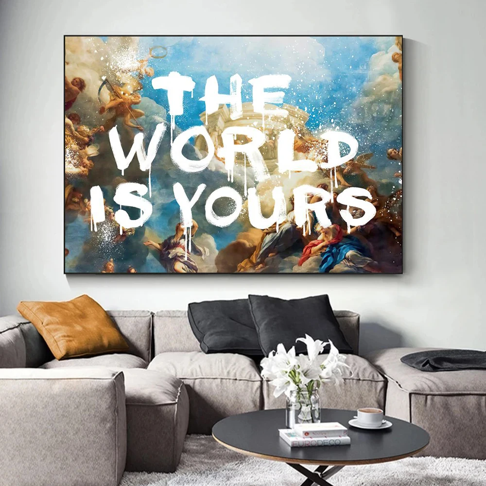 Graffiti Funny Genesis The World Is Yours Masked Man Wall Art Canvas Painting Poster Modern Living Room Home Decor Prints Murals