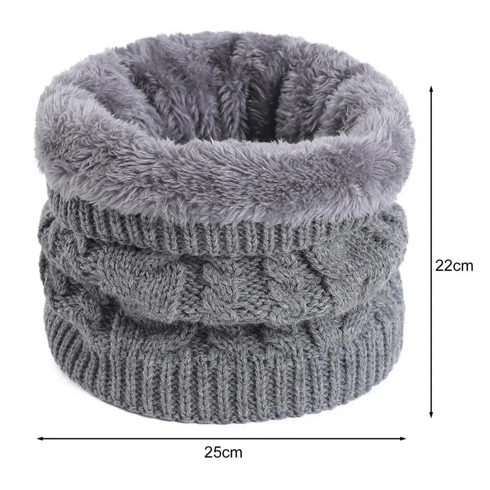 Thick Knit Scarf Thickened Plush Lining Thermal Scarf for Women Men Solid Color Twist Texture Neck Warmer Coldproof Windproof