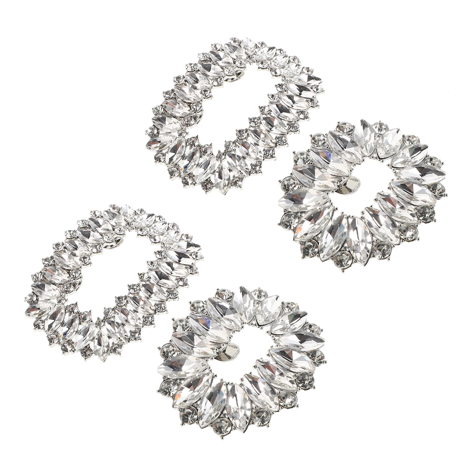 

4pcs Detachable Clips Buckles Elegant Metal Flower Rhinestone Decorations For High Heels Evening Sandals Adjustable Sparkly