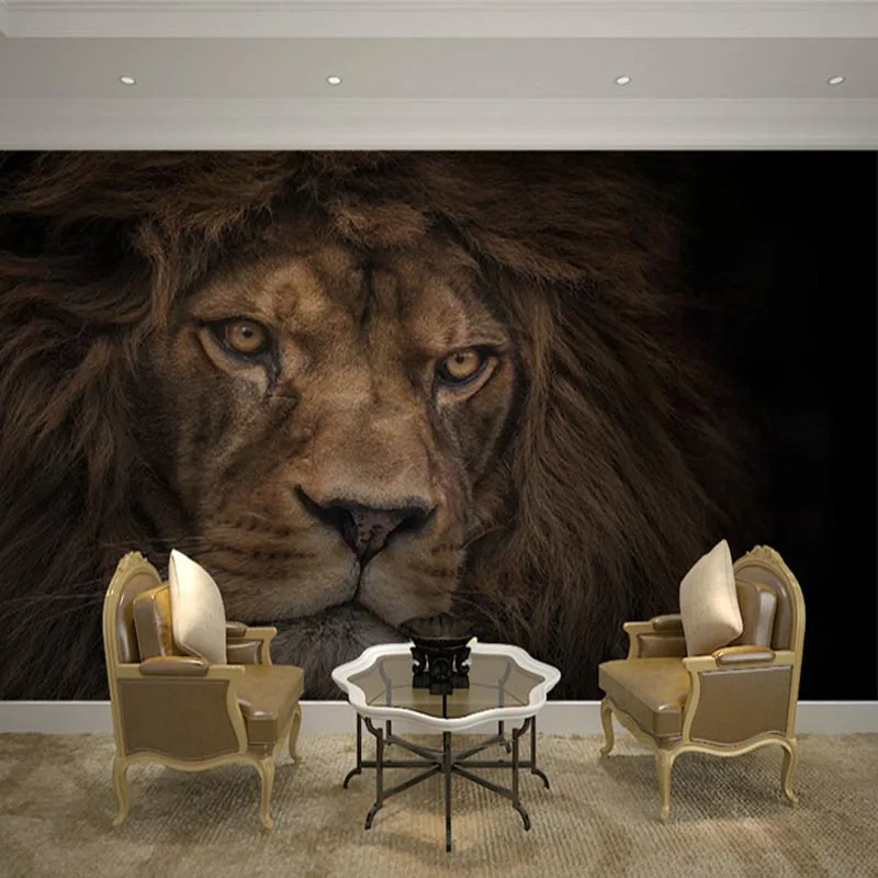 3D Lion Wall Mural Wallpaper Creative Animal Art Backdrop for Living Room Bedroom Hotel Classic Decor Home Wall Covering