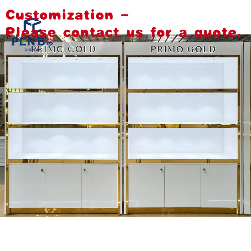 custom.Custom Jewelry Showcase Modern Necklace and Jewellery Shop Led Light Multi Layer Display Wall Showcase