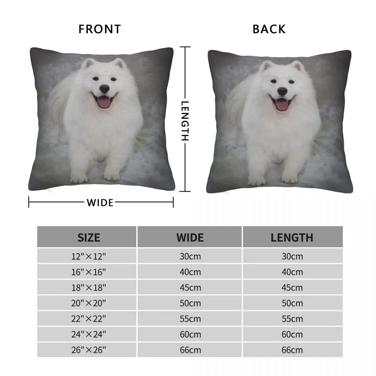Samoyed Dog Lying Down Square Pillowcase Polyester Linen Velvet Printed Zip Decorative Throw Pillow Case Home Cushion Cover