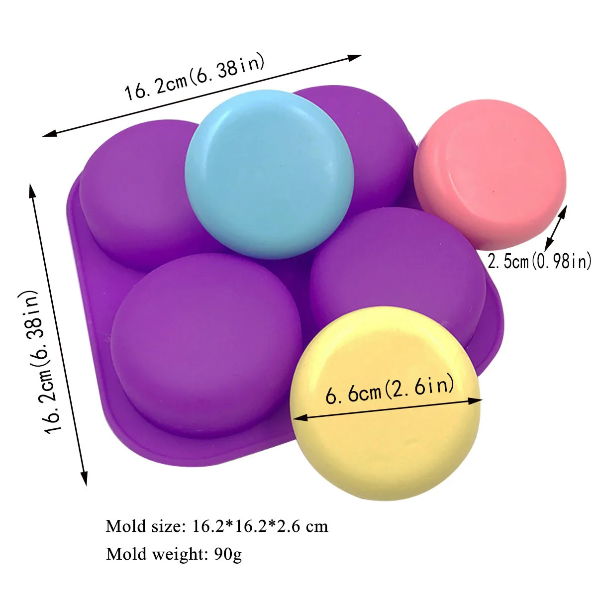 4 Cavity Round Silicone Soap Mold Handcraft Soap Making Mould DIY Cake Chocolate Baking Tools Food Grade Silicone Soap Molds